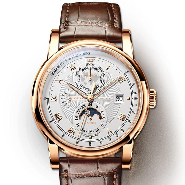 LOBINNI Men's Automatic Mechanical Watch, Waterproof Business Multi-Functional Watch, Valentine's Day Gift For Men