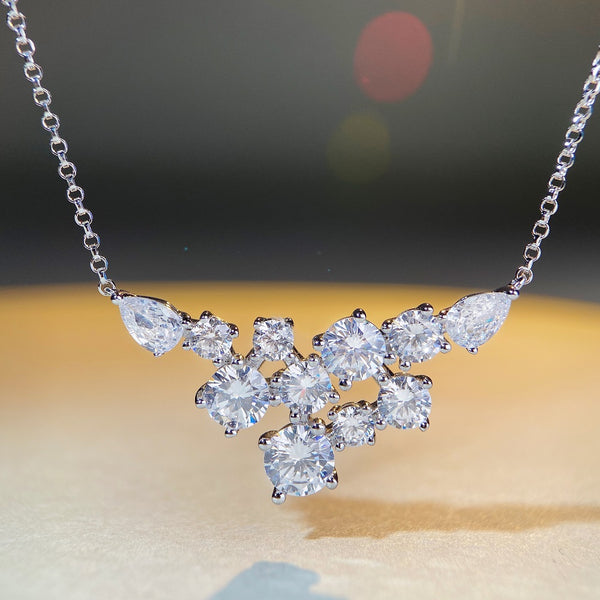 Full diamond clavicle necklace for women hw dinner style S925 sterling silver necklace for women high carbon diamond zircon pendant Europe and America