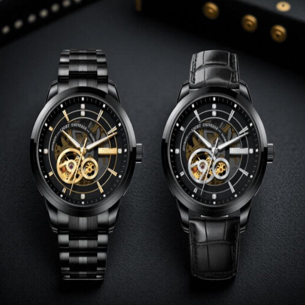 LOBINI men's Watch fashion luxury watch hollow movement mechanical watch, fully automatic waterproof leather belt men's steel belt watch trend, suitable for gift-giving