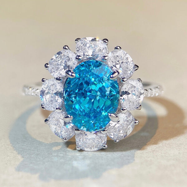 8A high carbon diamond ring S925 pink ring popular egg shaped pigeon egg diamond ring wedding ring