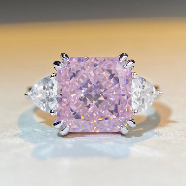 High quality diamond ring s925 pure silver ring for women, 5-carat zircon square ice flower cut high carbon diamond