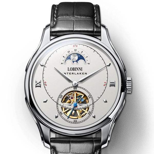 LOBINNI Men's Automatic Mechanical Watch With Steel Belt Business Hollow Watch 13023