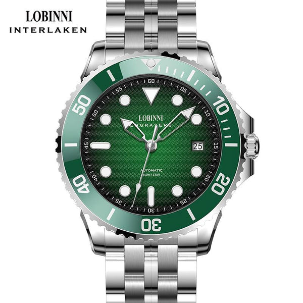 LOBINNI luxury stainless steel mechanical watch luminous men's automatic watch 19020