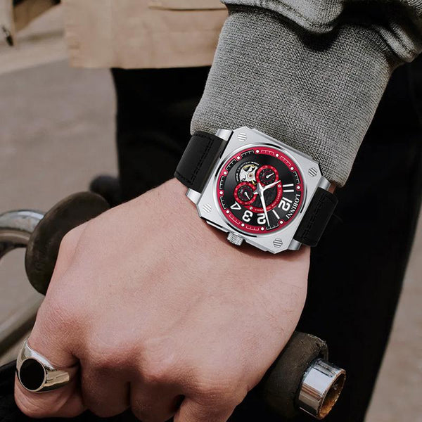 LOBINNI 16065 Square Mechanical Watch Men's Luxury Design Belt Sports Skeleton Men's Watch