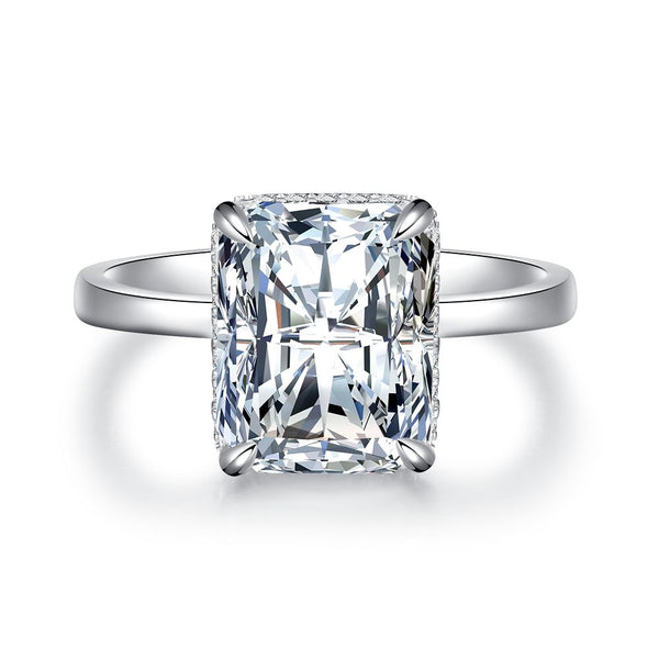 S925 sterling silver ring, women's simple and versatile ice flower cut high carbon diamond Redion cut 4-carat ring