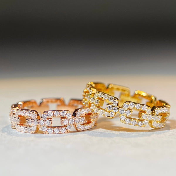 18K yellow chain ring 925 silver European and American cross-border fashion pig nose ring Wish special sale accessory