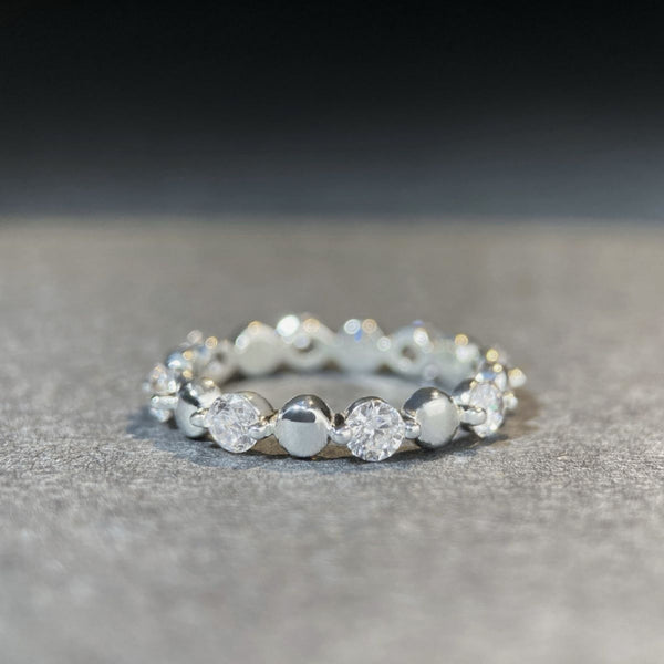 S925纯银泡泡戒指间钻气泡圆形排戒简约叠戴百搭钻戒锆石戒指批发