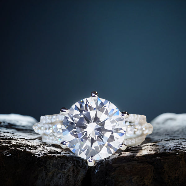 跨境珠宝S925纯银5克拉莫桑石戒指女D色莫桑VVS1欧美跨境亚马逊