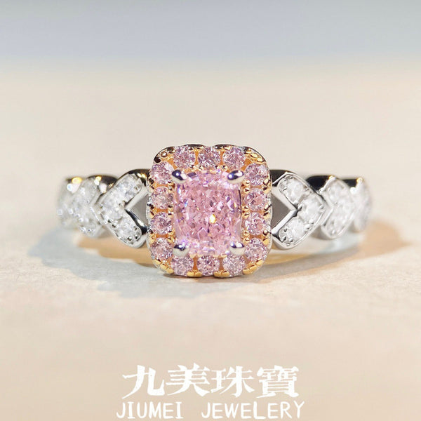 S925银戒指女纯银戒指可爱粉钻ins风简约轻奢高级高碳钻戒指批发