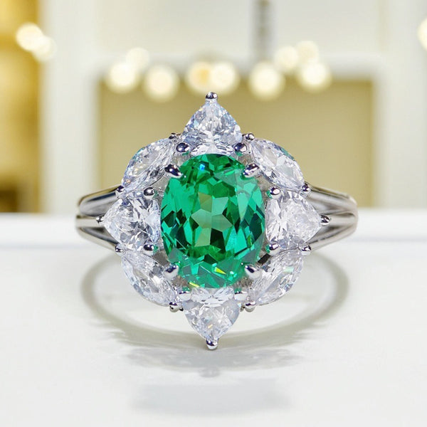 跨境珠宝S925银戒指女冰花切高碳钻抖音直播同款高级感