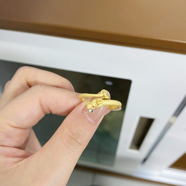 （订单）S925纯银戒指女开口可调节神龙摆尾戒指红刚玉磨砂戒指