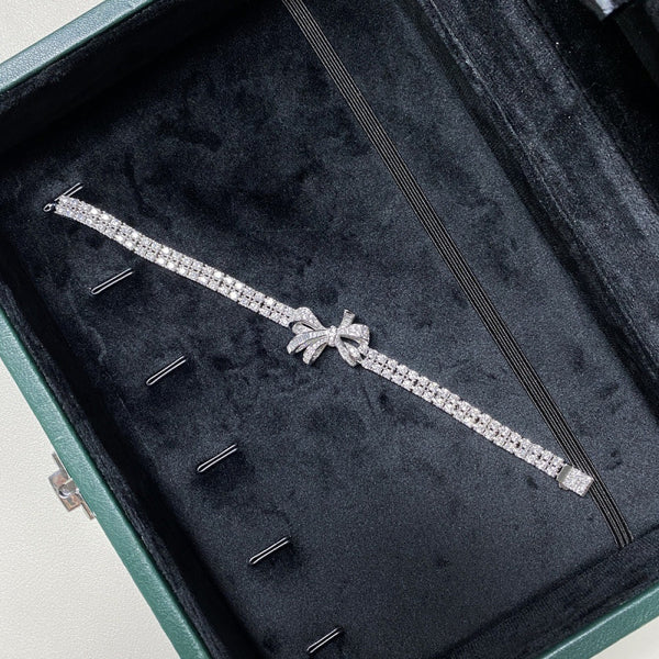 欧美跨境S925纯银蝴蝶结手链女HW同满钻豪镶百搭链子厂家直销批发