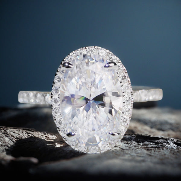 跨境珠宝s925纯银高碳钻戒指女批发鸽子蛋满钻欧美直播跨境爆款