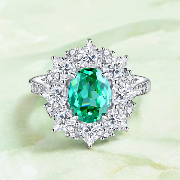 跨境珠宝帕拉伊巴绿S925纯银戒指女高级感奢侈风欧美款爱心鸽子蛋