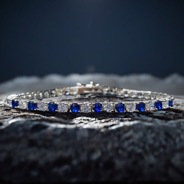 跨境珠宝锆石链子S925纯银手链男女可佩戴网球链彩虹间钻链子批发