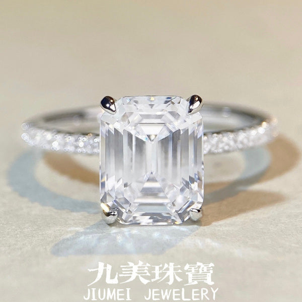 925纯银高碳钻戒指女欧美跨境爆款批发轻奢锆石彩宝冰糖4克拉钻戒