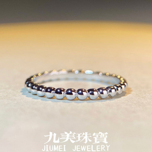 戒指不掉色韩版ins小众设计极简不规则面珠珠质感S925纯银戒指女