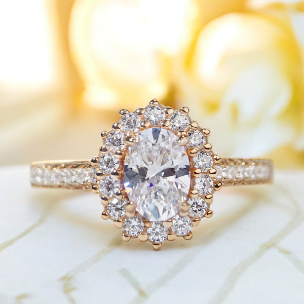 跨境珠宝925银鸽子蛋镀18K金戒指女锆石戒指女结婚戒指钻戒显气质