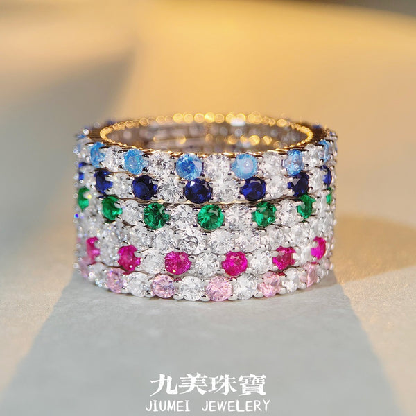 2022新款高碳钻s925纯银戒指女批发ins风间钻宝石锆石指环跨境款