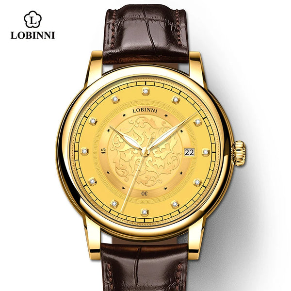 LOBINNI New Design Dial Leather Band Mens Wristwatch Luminous Hand Classic Automatic Watch 2025