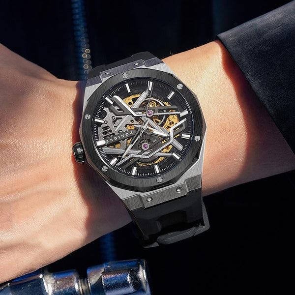 Poniger brand Watch black luxury hollow men's watch mechanical automatic watch