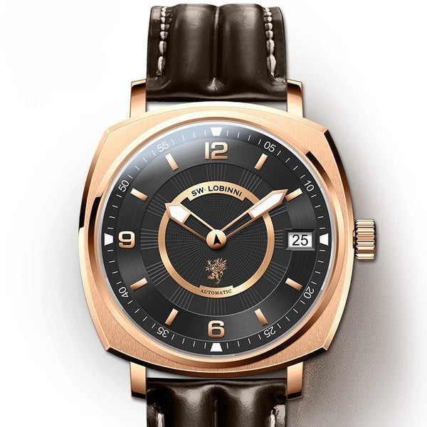 LOBINNI Men's Watch Full Automatic Mechanical Watch Hollow Waterproof Watch