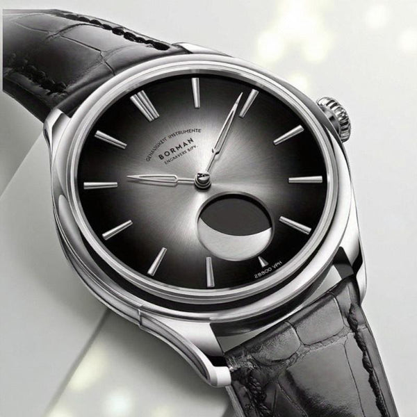 Borman Watch Men's Luxury Sun Scrub Dial Moon Phase 28800VPH Mechanical Automatic Watch