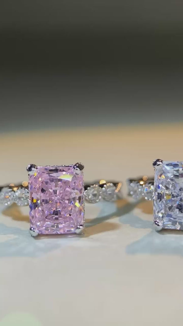 S925 sterling silver yellow diamond ring, women's ice flower, Cherdeen cut 8A zircon ring, wedding ring, banquet